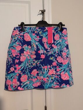 Lilly P Izzy skirt, Corsica blue toucan party